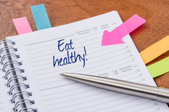 Daily planner with the entry Eat healthy