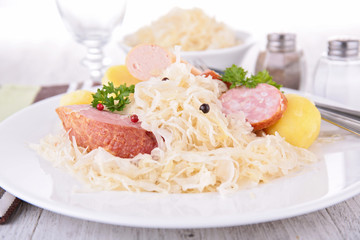 sauerkraut, meats and cabbage