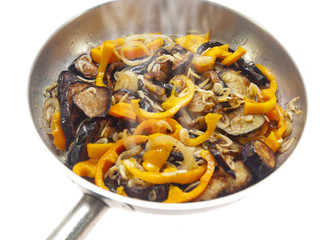 fried eggplants with baby shrimps