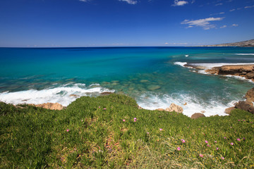 Nice view of the Mediterranean Sea from the island of Cyprus.
