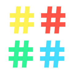 set of colored hashtag sticker