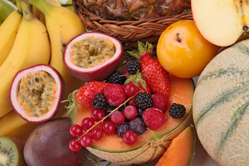 close up on fresh fruits