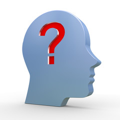 3d head and question mark