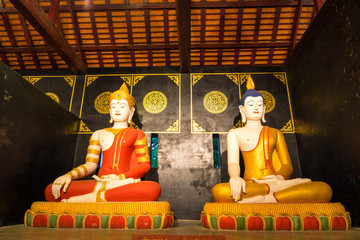 Thai art Buddha statue in Wat Jedi Luang in Chiangmai