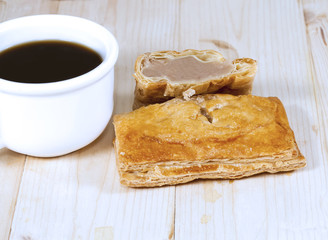 coffee and coconut puff