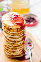 Large stack of pancakes