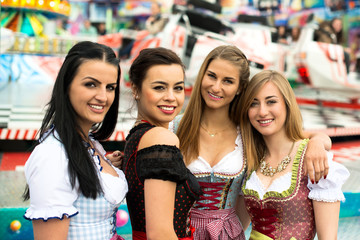 Gorgeous young women at German funfair