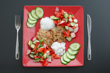 Chopped cutlets with garnish