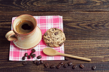 Obraz na płótnie Canvas Coffee and cookie with chocolate