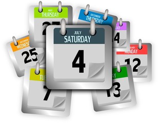 Bunch of coloured calendar pages