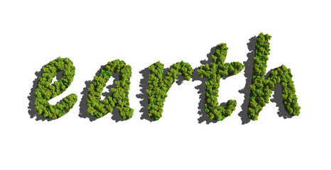 earth create by tree white background