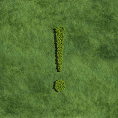 exclamation mark create by tree with grass background