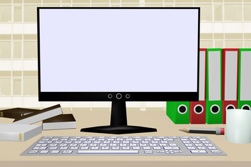 Work desk with computer