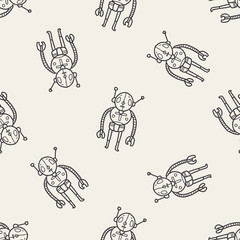robot doodle seamless pattern background