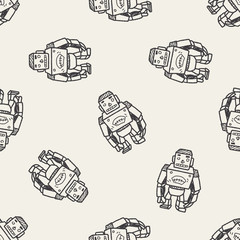robot doodle seamless pattern background