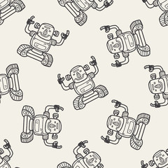 robot doodle seamless pattern background