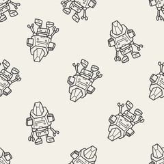 robot doodle seamless pattern background
