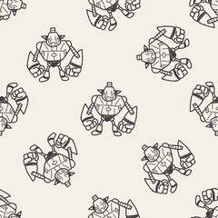 robot doodle seamless pattern background