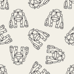 robot doodle seamless pattern background