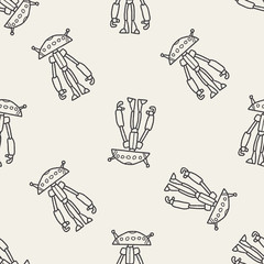 robot doodle seamless pattern background