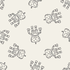 robot doodle seamless pattern background