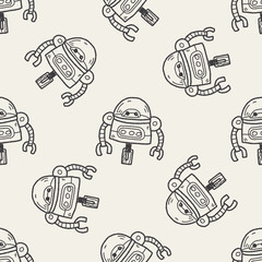 robot doodle seamless pattern background