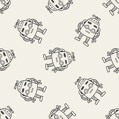 robot doodle seamless pattern background