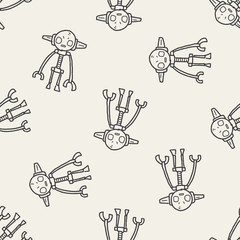 robot doodle seamless pattern background