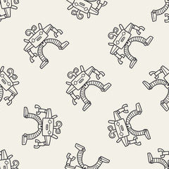 robot doodle seamless pattern background