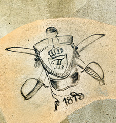 Graffiti Street Art, Mütze und Säbel