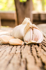 garlic on wooden board
