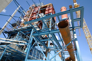 Industrial zone, Steel pipelines, valves and cables