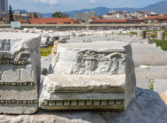  Gorgon Medusa head in ancient Agora in Izmir, Turkey