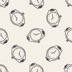 time doodle seamless pattern background