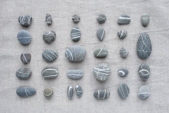 Top view of striped stones