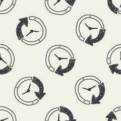 time doodle seamless pattern background