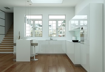 Fototapeta na wymiar moderne Küche im Loft