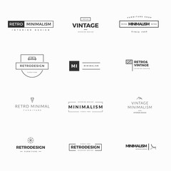 Collection of modern and minimal vintage vector logos