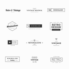 Twelve minimal vintage and retro vector logos for shops