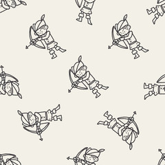 archer doodle seamless pattern background