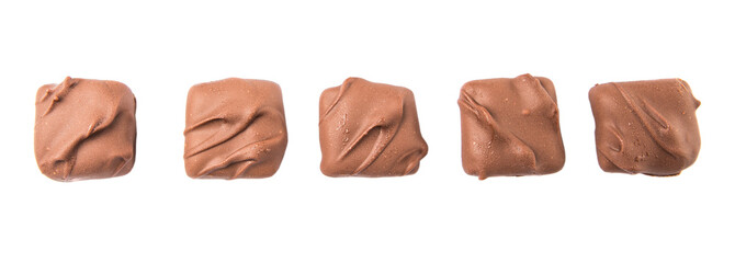 Toffee candy over white background