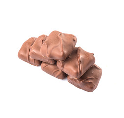 Toffee candy over white background