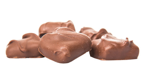 Toffee candy over white background