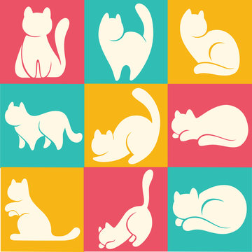 cats silhouettes vector collection