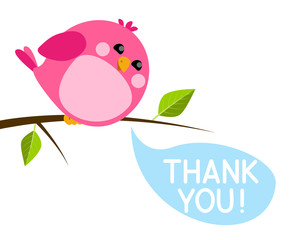 Cute bird with thanks message