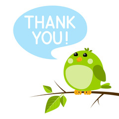 Cute bird with thanks message