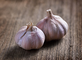 garlic on wooden