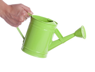 watering can and water drops, Isolated On White
