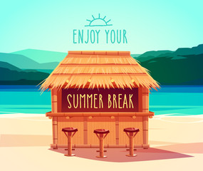 Tiki bar. Summer card / poster / template.