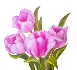 Vintage pink tulips.